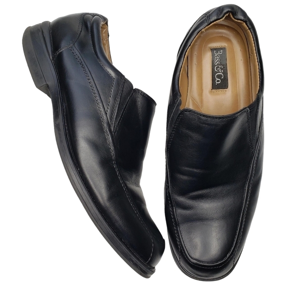 Bass & Co. | Ulysses Black Genuine Leather Square Toe Classic Slip On Loafers 11 - Picture 1 of 12
